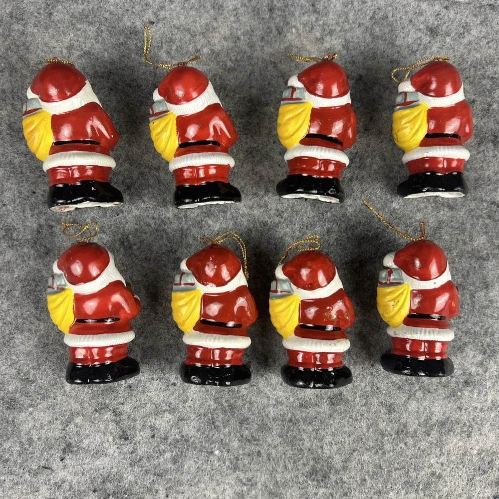 Lot of 8‎ Vintage Christmas Ornament Santa Claus Red White Ceramic Tree Decor